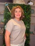 Short sleeve top strass taupe