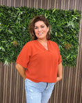 T-Shirt Copper Met V-Hals - Velvory Fashion & Living