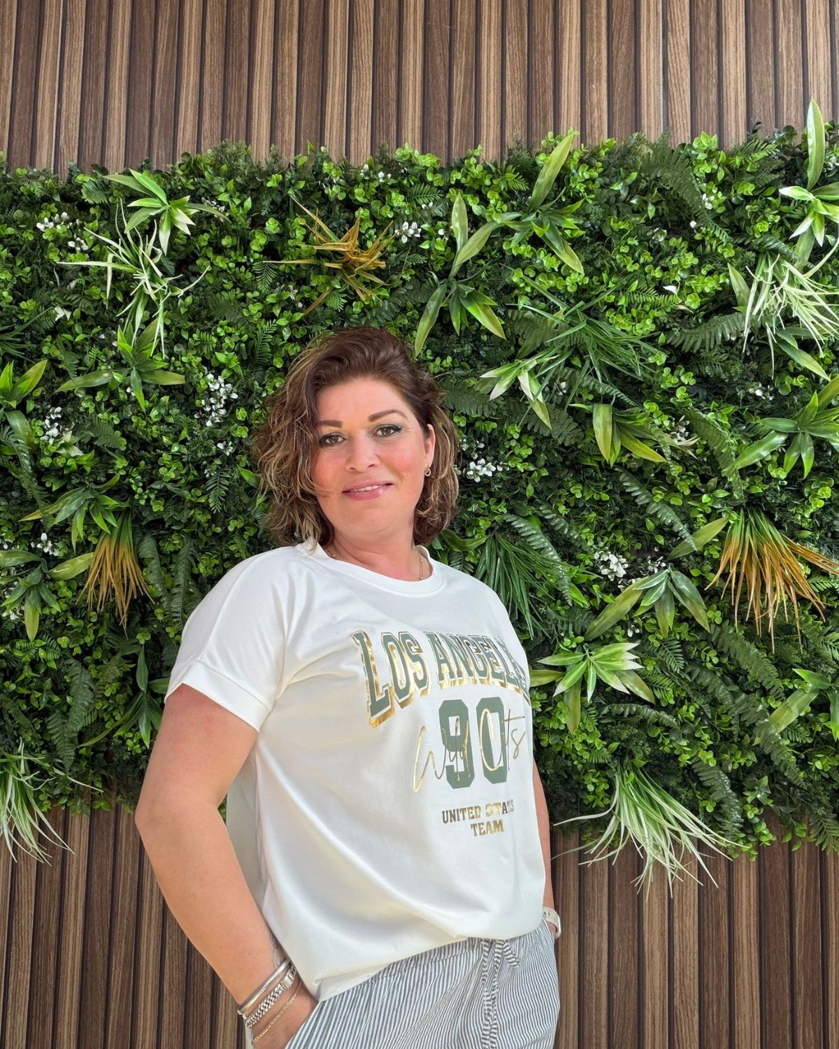T-Shirt Los Angeles Wit Groen - Velvory Fashion & Living