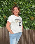 T-Shirt Los Angeles Wit Marine Blauw - Velvory Fashion & Living