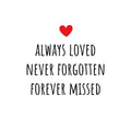 Tegeltje met tekst – Always Loved Never Forgotten Forever Missed