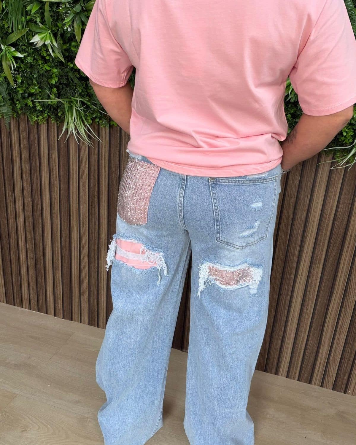 Tik Tok Jeans Glitter Roze Wide Leg - Velvory Fashion & Living