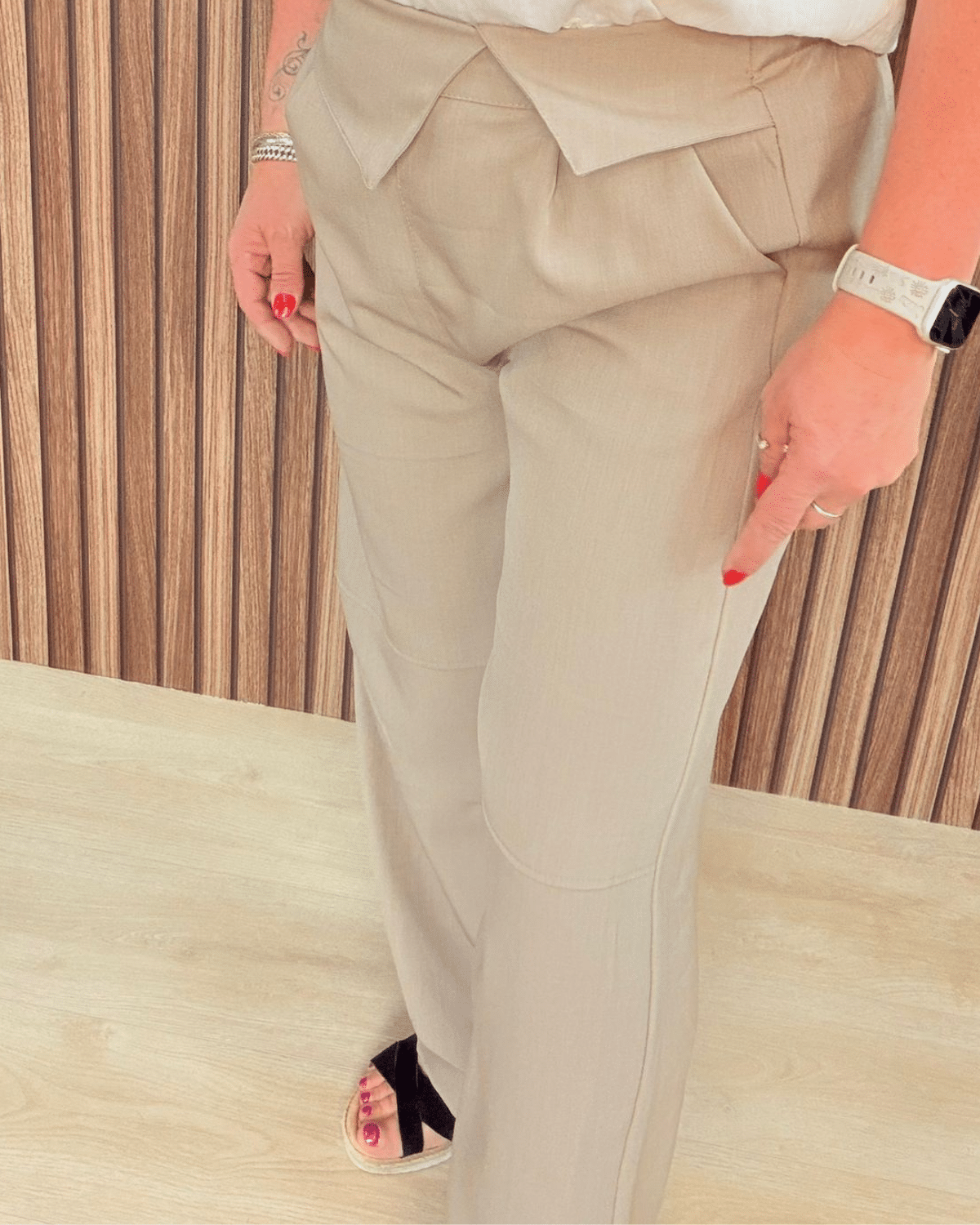 Wide Leg Broek Beige - Velvory Fashion & Living