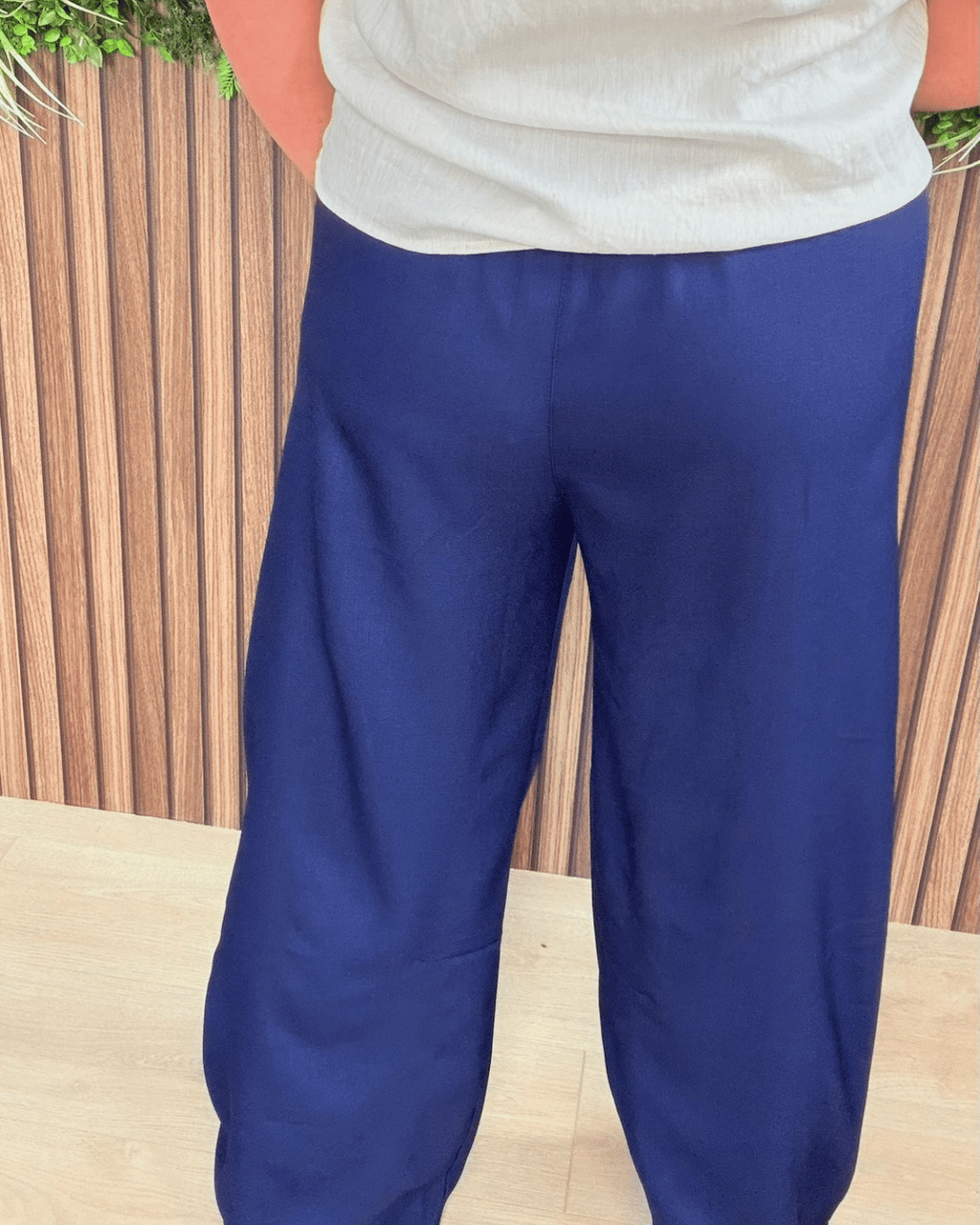 Wide Leg Broek Marine Blauw - Velvory Fashion & Living