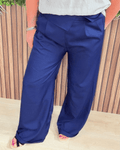 Wide Leg Broek Marine Blauw - Velvory Fashion & Living