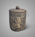 Decoratieve pot met deksel Scotty met hooglanderkop in reliëf, Majestic Brown, maat L, Ø19 x H25 cm