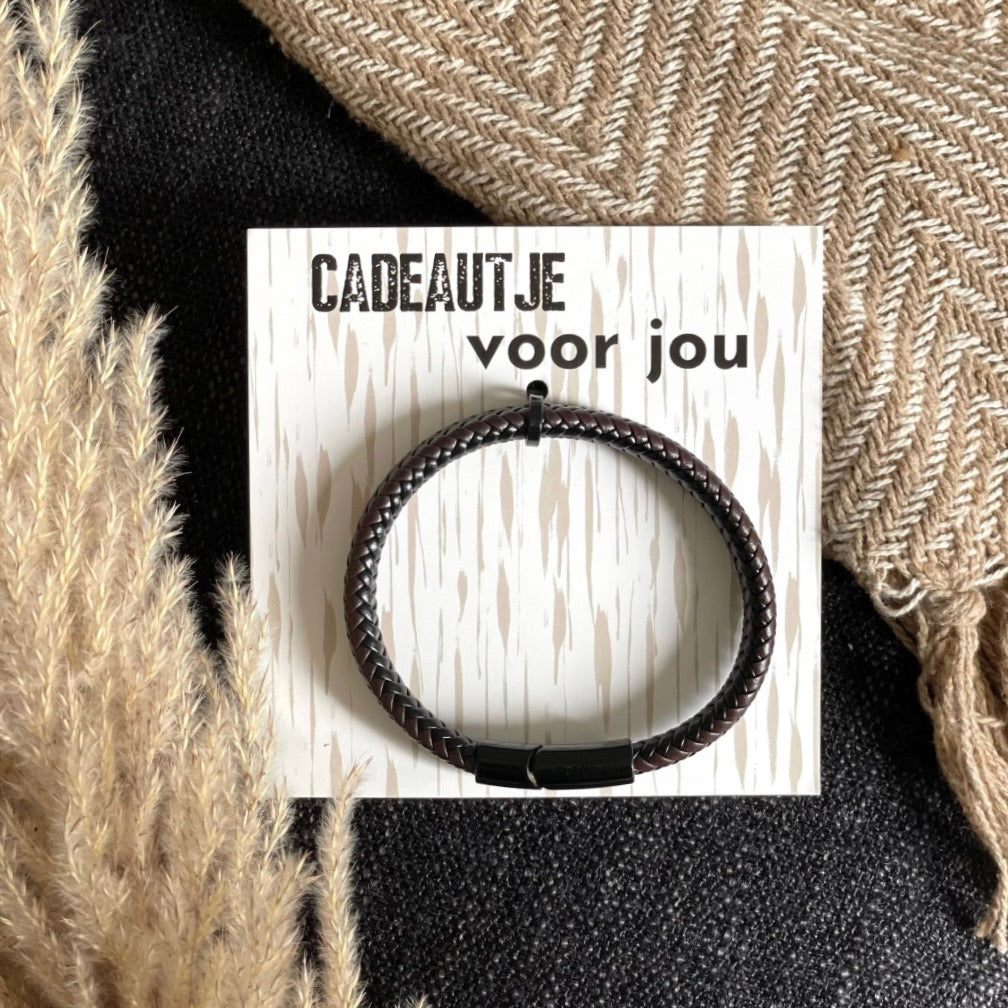 Heren Armband – Cadeautje Voor Jou | Gevlochten PU-leer — afbeelding 2