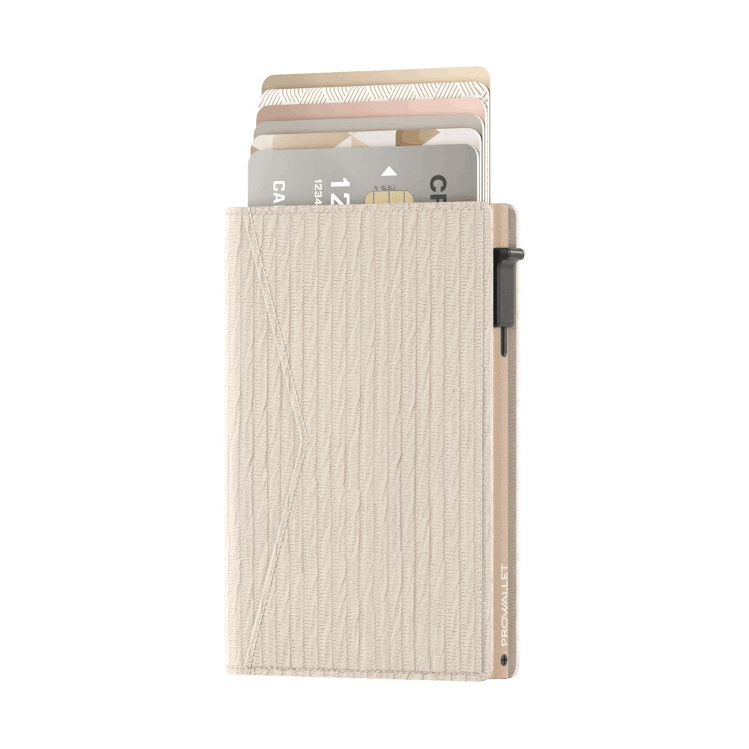 Prowallet portemonnee Slim Ripple in ecru