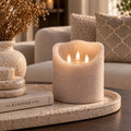 PTMD LED kaars rustiek beige met 3 bewegende vlammetjes