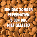 Tegeltje vol pepernoten met witte tekst Een dag zonder pepernoten is een dag niet geleefd