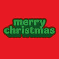 Rood tegeltje met groene retroletters merry christmas