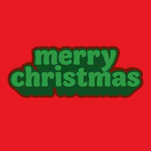 Rood tegeltje met groene retroletters merry christmas