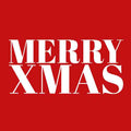 Rood tegeltje met grote witte tekst Merry Xmas