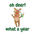 Wit tegeltje met een rendier met kerstlampjes en tekst oh deer what a year