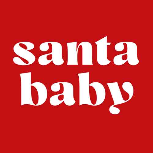 Rood tegeltje met grote witte tekst santa baby