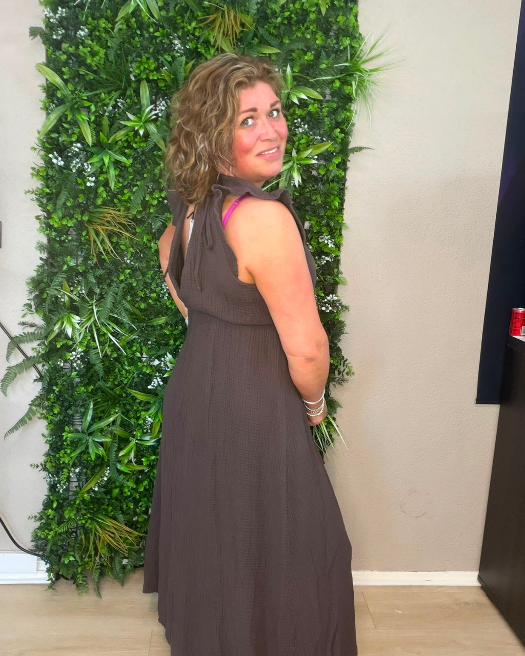 Mousseline Jurk Chocoladebruin - Velvory Fashion & Living