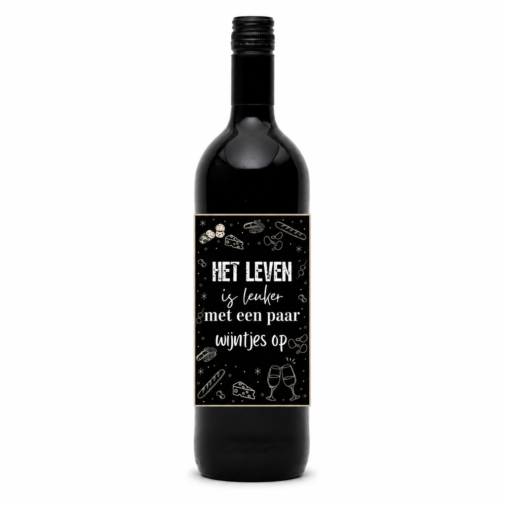 Wijnfles Rood – Paar Wijntjes Op